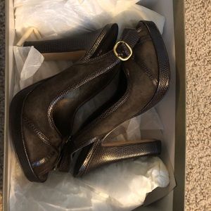 Chocolate Cole Haan Suede/Lizard Tonya Pump